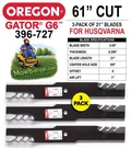 Set Of Oregon 396-727 Gator G6 Mulching Blades For 61" Husqvarna PZT61 Mowers. Fixed Price $105.26.
