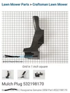 Craftsman/husqvarna Lawnmower Mulching Plug (new). Fixed Price $35.99.