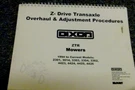 Dixon Ztr 4424 Mower Z-drive Transaxle Overhaul & Adjustments Manual 1994-UP Xz. Fixed Price $68.81.