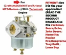 Carburetor Replacement For All Brands Listed With Tecumseh New Snow Engine. Fixed Price $12.49.