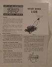 Reo Wheelhorse Rotary Mower Model L-618 Parts List & Instuctions 1965. Fixed Price $13.00.