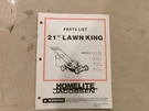 Homelite Jacobsen 21" Lawn King Parts List JA-99018-3. Fixed Price $8.99.