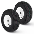 2 Pcs New Air Filled Lawn Mower Tires On Wheel 13X5.00-6", 3" Centered Hub, 3/4". Fixed Price $67.49.
