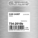 734-2010B Wheel Fits Cub Cadet (surplus Open Box). Fixed Price $40.99.