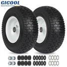 Gicool 2 Pack 13X5.00-6 Flat Free Tire & Wheel For Riding Lawn Mower, Tractor. Fixed Price $69.99.