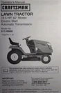 Sears Craftsman LTS2000 Hydro 19.5 H.p 42" Lawn Tractor 917.289081 Owners Manual. Fixed Price $68.99.