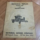 Vintage National Triplex Mower Parts List & Instructions. Fixed Price $19.99.