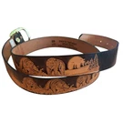 Handmade Belt Stamped Alaska Bears Black Elk Leather In Ak Size 46. Fixed Price $32.99.
