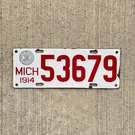 1914 Michigan Porcelain License Plate Vintage Auto Garage High Quality 53679. Fixed Price $289.99.