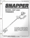 Snapper Power Equipment Yard Trimmer Model Sst 2401 #06416 Parts Manual. Fixed Price $14.95.