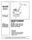Owners Manual Sears Craftsman 5.0 Hp 26 Front Tine Tiller Model 917.296351. Fixed Price $18.95.