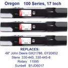 Oregon 192-104 Replacement Blades For 48" John Deere GX21784, GX21785, GY20852. Fixed Price $32.95.