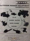 Roper RT-16T Garden Tractor, 48 Mower & 39 Snow Throw Owner Parts (3 Manual S). Fixed Price $62.04.