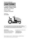 Owners Manual Sears Craftsman 18.5 Hp Lawn Tractor 42 Mower - Model 917.273638. Fixed Price $21.95.