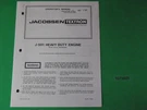 Oem Copy, J-501 H.d. Engine Jacobsen 357924 Dealer Parts Ipl Book Manual. Fixed Price $16.99.