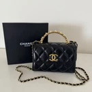Chanel Gwp Black Quilted Flap Bag Mini Chain Strap Top Handle Gold Hardware. Fixed Price $229.00.