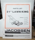 Homelite Jacobsen Parts List 21" Lawn King Models LK-21,P,PE & UT-31006,7,8,9. Fixed Price $17.95.