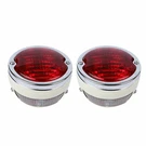 Rear Light Set White Body Chrome Ring Lens Red For Mf Tractor Dodge Jeep Willys. Fixed Price $53.00.