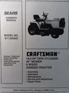 Sears Craftsman 18.0 H.p 44" 6-SP Garden Tractor Owner & Parts Manual 917.255920. Fixed Price $64.99.