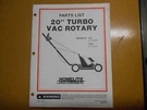 Homelite 20" Turbo Vac Rotary Parts List JA-99018-6 Revision. Fixed Price $19.98.