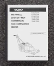 Service Parts Manual Fits Big Wheel Yazoo 22" 24" 26" Lawn Mower P22 S22 P24 P26. Fixed Price $19.97.