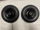 Two Tubeless Tires 3.75" 12", 1" Axle And 6.5" Hub, 4.10/3.50-6 Cheng Shin. Fixed Price $35.00.