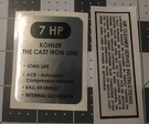 Kohler Engine 7-HP Wheel Horse, Arctic Cat, K161 Black And Silver Set 2. Fixed Price $16.40.