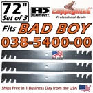 Copperhead 3-PACK 72" Hd Bad Boy Mulching Gator Blades 038-5400-00 Made Usa. Fixed Price $82.95.