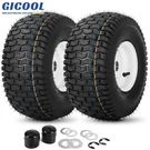 Gicool 2PK 15X6.00-6 Tubeless Tire & Wheel For Lawn Mower Garden Tractor, 4 Ply. Fixed Price $71.99.