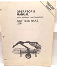 Used Operators Manual For New Holland Unitized Rake Dealer Copy 43021610. Fixed Price $15.00.