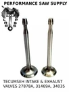 Intake & Exhaust Valve Fits Tecumseh 27878A 34035 HH70 HH60 HHM80 HM100. Fixed Price $27.95.
